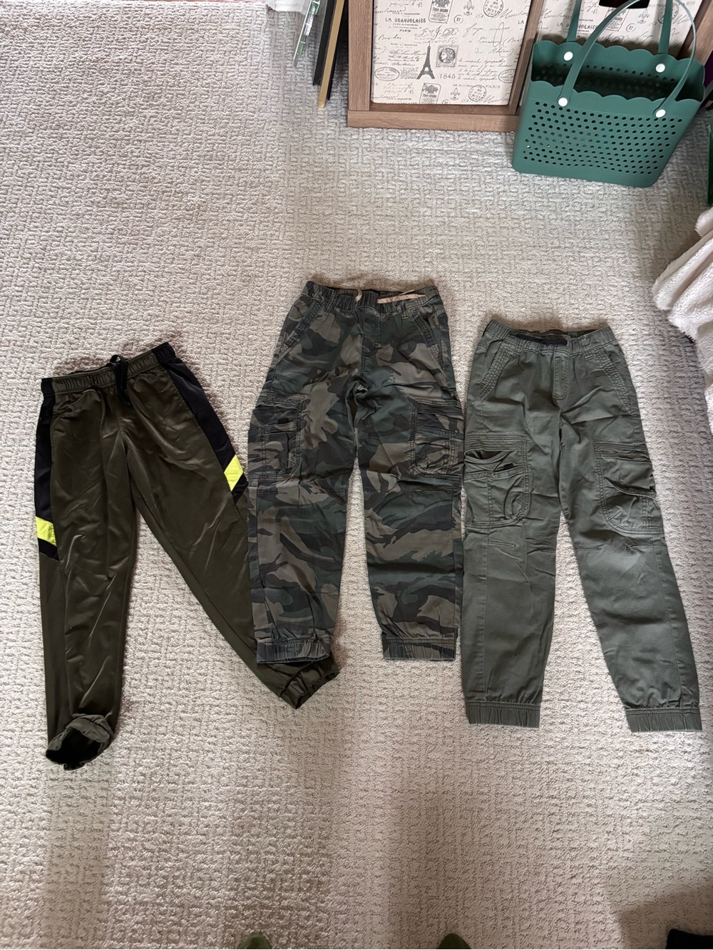 Wrangler Kids Olive & Camo Joggers and Cargo Pants Trio